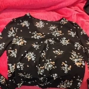 Floral Black Blouse